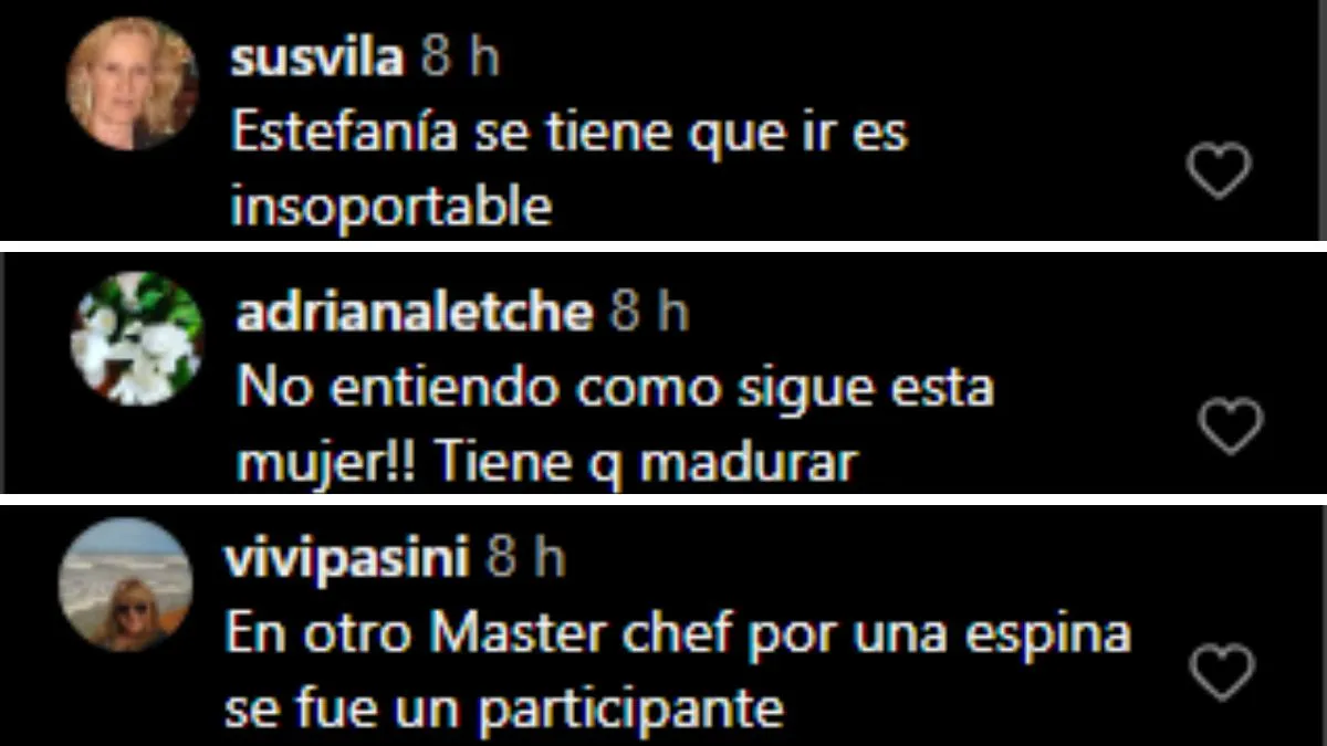 Estefanía generó rechazo en MasterChef. Estefanía generó rechazo en MasterChef.