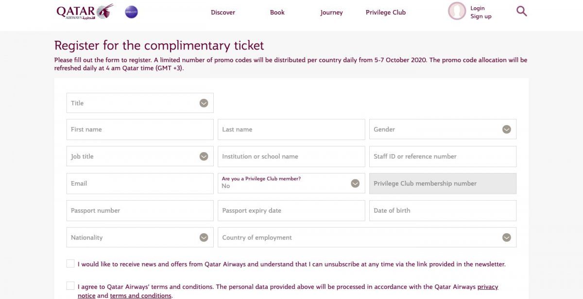 Este es el formulario a completar para participar de los 21 mil pasajes de avión gratis.