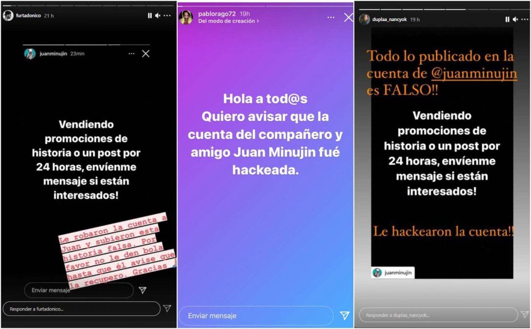 Hackearon el Instagram de Juan Minujín.