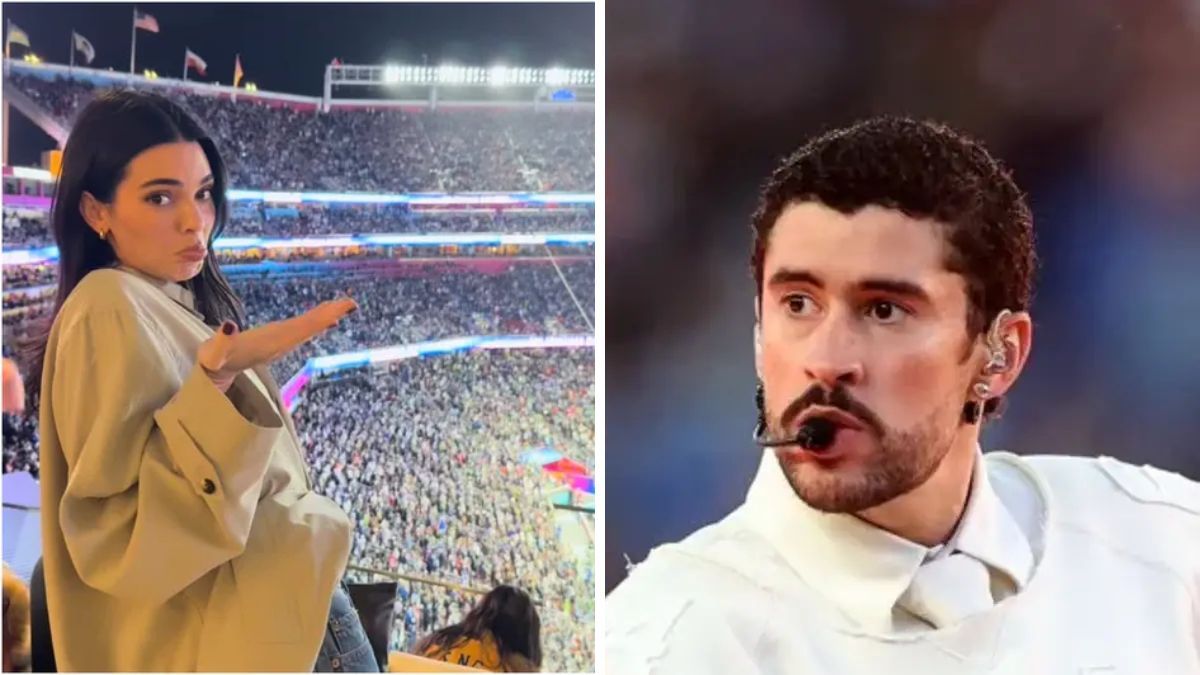 Kendall Jenner y su reacción al show de Bad Bunny en el Super Bowl.