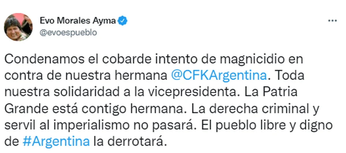 El mensaje difundido a través de las redes sociales de Morales