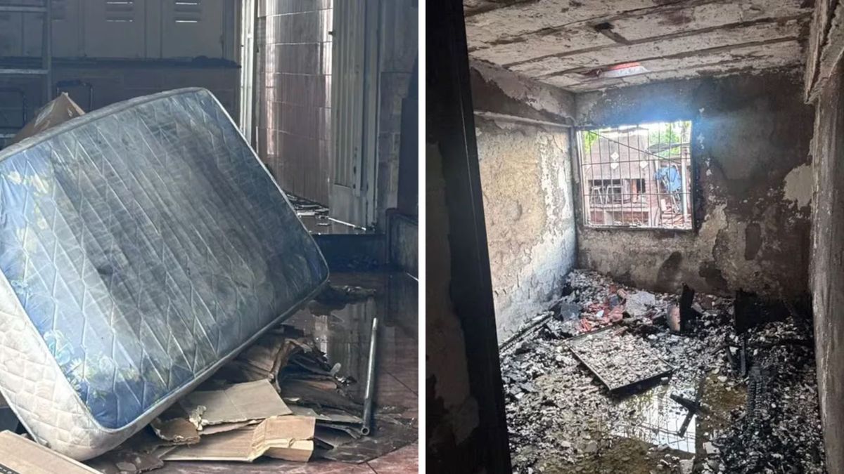 El hombre sufrió quemaduras al intentar apagar el fuego. El hombre sufrió quemaduras al intentar apagar el fuego.
