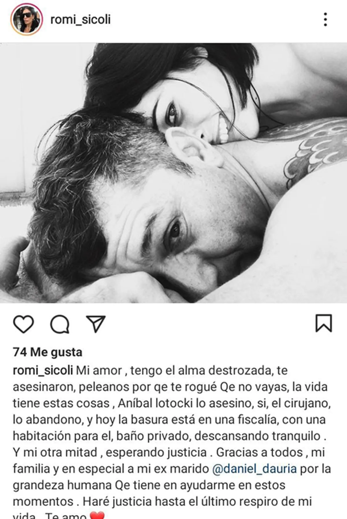 Romina Sicoli, la pareja de Cristian Zárate al momento de su muerte, habló varias veces contra Aníbal Lotocki. Romina Sicoli, la pareja de Cristian Zárate al momento de su muerte, habló varias veces contra Aníbal Lotocki.