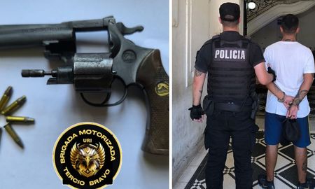 En zona de Avenida Freyra y Vera, detuvieron a una pareja que circulaba en moto con su hija y llevaban un arma escondida. En zona de Avenida Freyra y Vera, detuvieron a una pareja que circulaba en moto con su hija y llevaban un arma escondida.