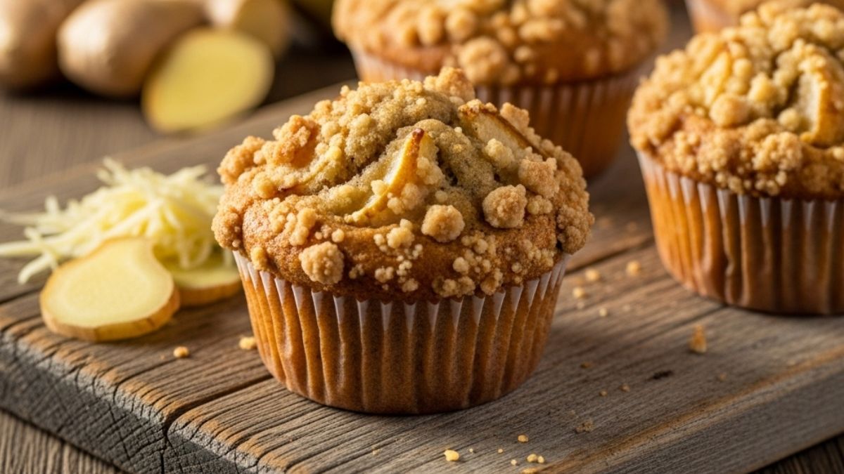 Ingrediente para la receta de muffins de pera y jengibre