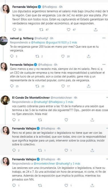 Los polémicos tuits de la diputada Vallejos.