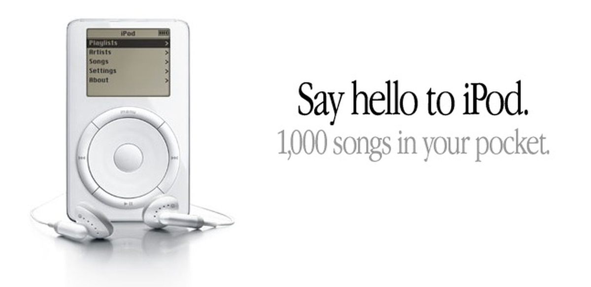 La publicidad del primer iPod, tal y como se vio en 2001