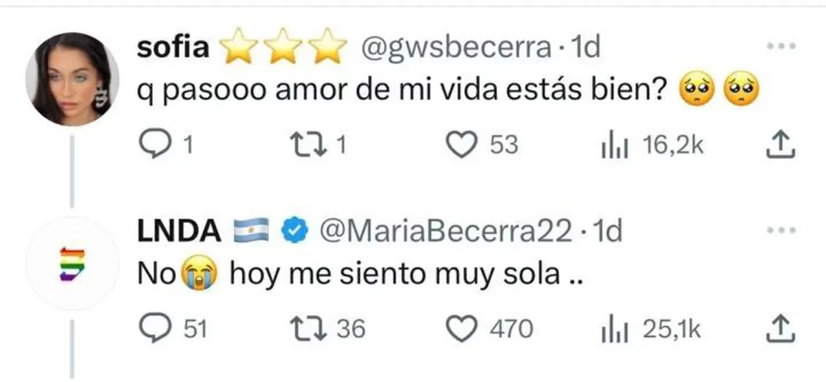 María Becerra atraviesa un duro momento. María Becerra atraviesa un duro momento.