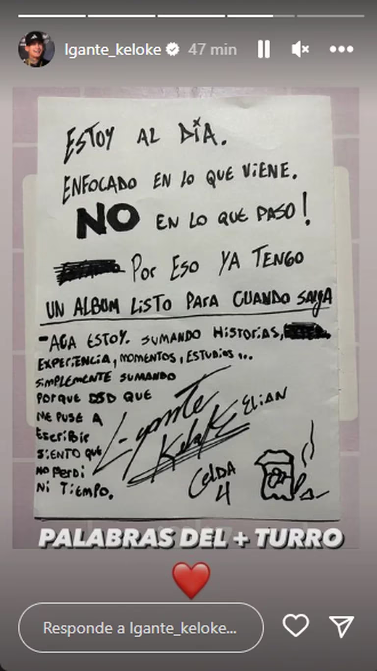 L-Gante le escribió algunas cartas a sus fanáticos. L-Gante le escribió algunas cartas a sus fanáticos.