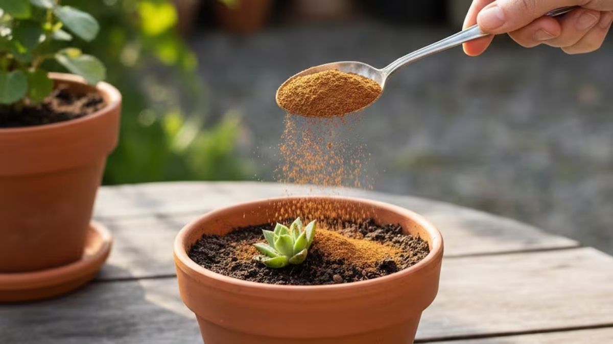 La canela en polvo en las macetas previene hongos sin usar productos químicos.