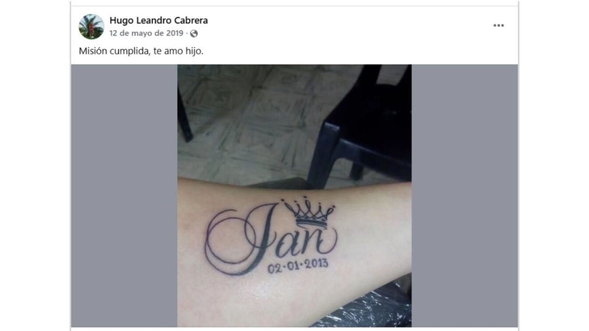 Hugo Cabrera recordaba a su hijo con un tatuaje de su fecha de nacimiento. Hugo Cabrera recordaba a su hijo con un tatuaje de su fecha de nacimiento.