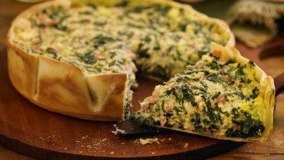 Tarta de espinaca, ricota y jamón