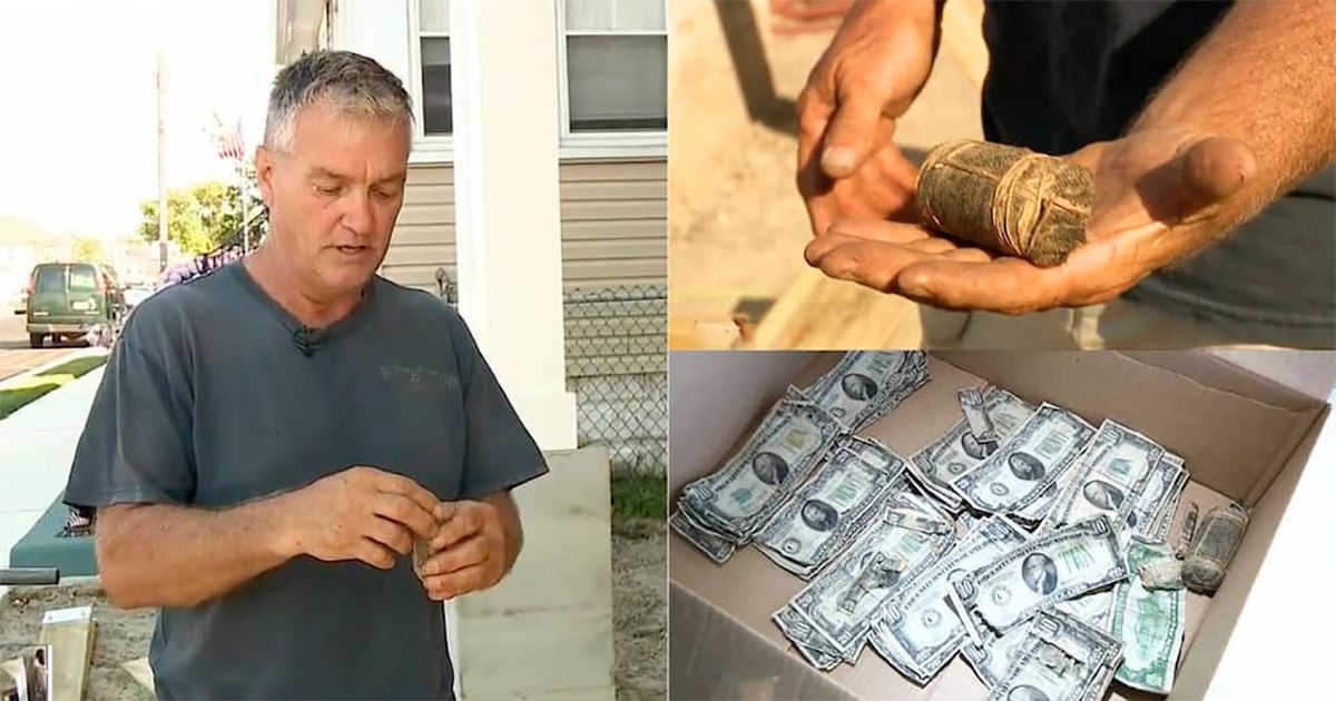Encontró paquetes con dólares de 1934 mientras trabajaba en su jardín