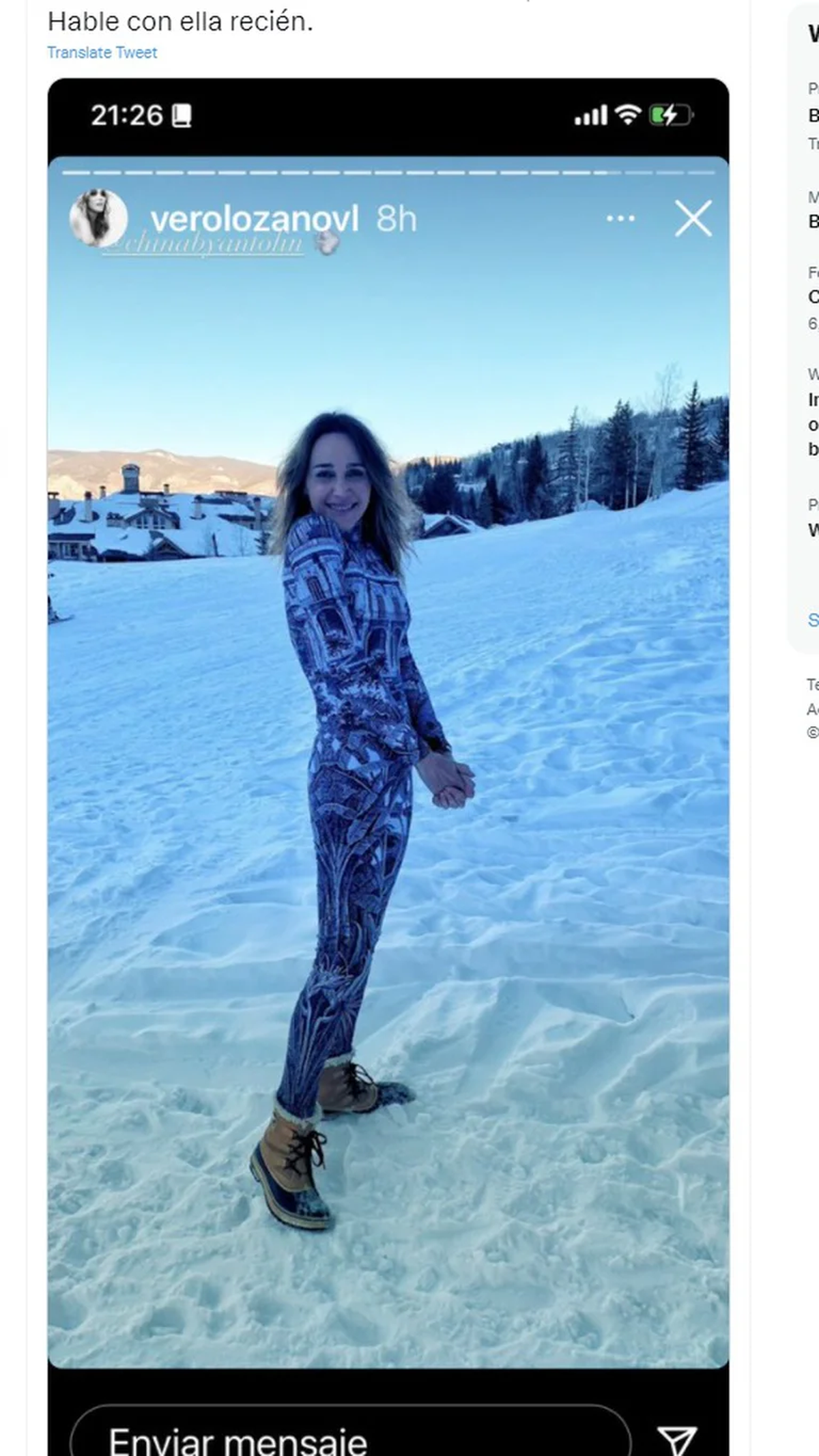 Ver&oacute;nica Lozano en Aspen, Colorado, Estados Unidos.