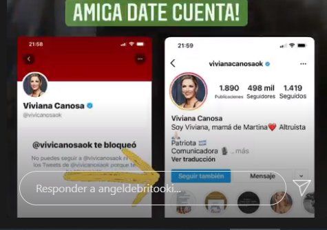 Ángel de Brito dejó en evidencia que Viviana Canosa lo bloqueó en Twitter, pero lo sigue en Instagram