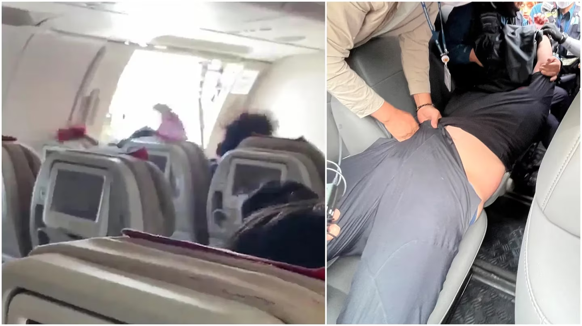 Pánico en un avión: así un pasajero abrió la puerta en medio del vuelo y hay 12 heridos