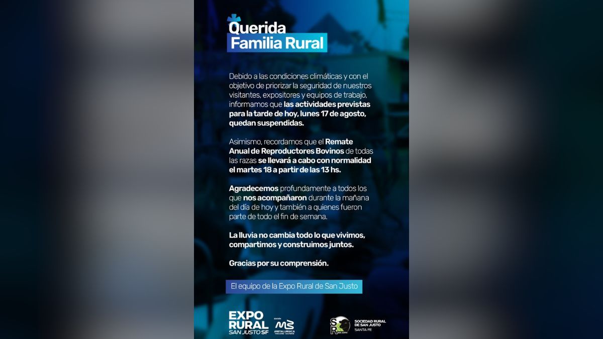 Comunicado de la Expo Rural de San Justo. Comunicado de la Expo Rural de San Justo.