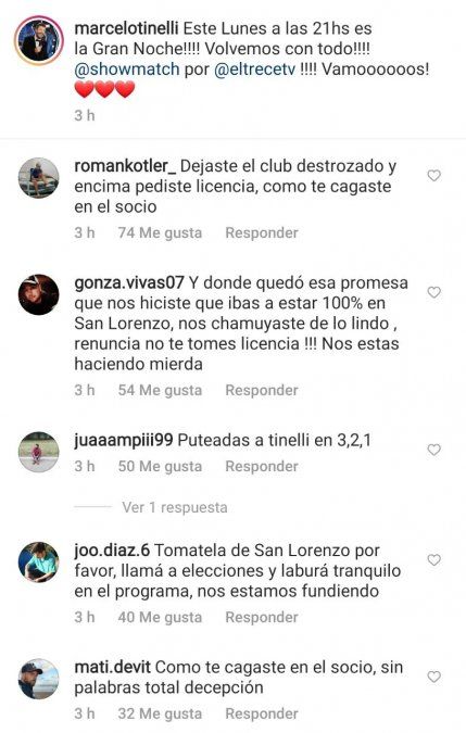 Marcelo Tinelli pidió licencia en San Lorenzo para dedicarse a "La Academia", y los hinchas mostraron su enojo.