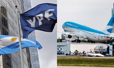 YPF y Aerolíneas Argentinas, estatizadas en 2008 y 2012. YPF y Aerolíneas Argentinas, estatizadas en 2008 y 2012.