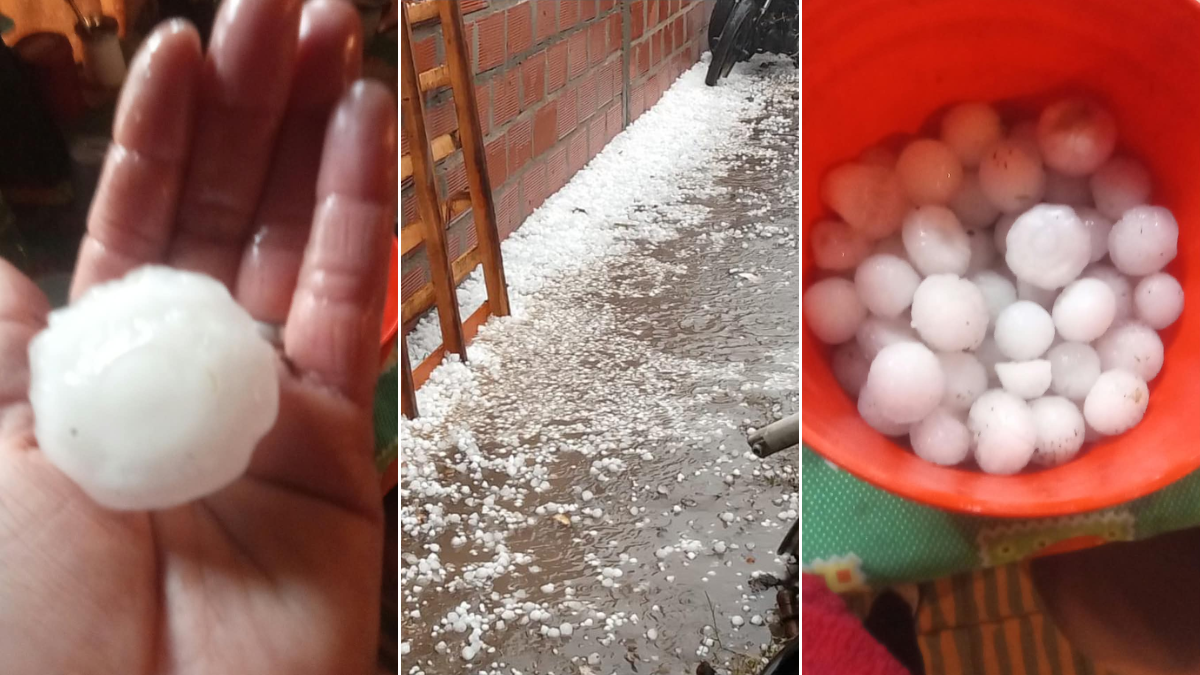 El granizo tambi&eacute;n sorprendi&oacute; en Ram&iacute;rez, Entre R&iacute;os, donde vecinos reportaron la ca&iacute;da de piedras de gran tama&ntilde;o, algunas comparables con huevos.