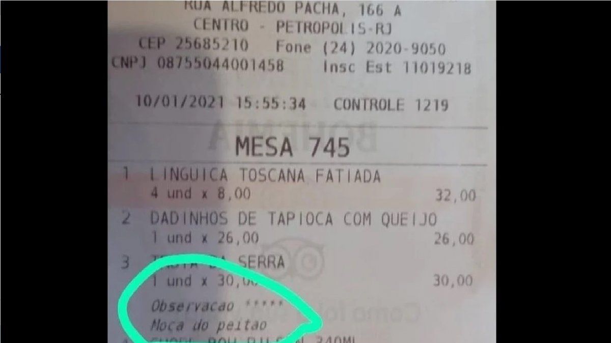 El ofensivo mensaje que encontró una mujer en el ticket de un restaurante