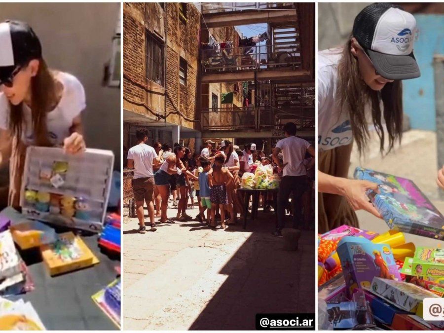 La modelo llevó a cabo una acción solidario en el barrio bonaerense.