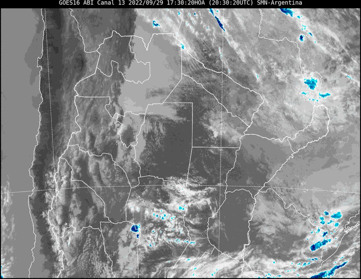 En la imagen satelital se observa nuestra provincia con bastante nubosidad.