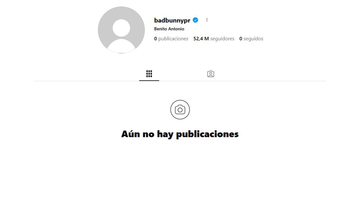 As&iacute; apareci&oacute; el perfil de Instagram de Bad Bunny tas su presentaci&oacute;n en el Super Bowl.