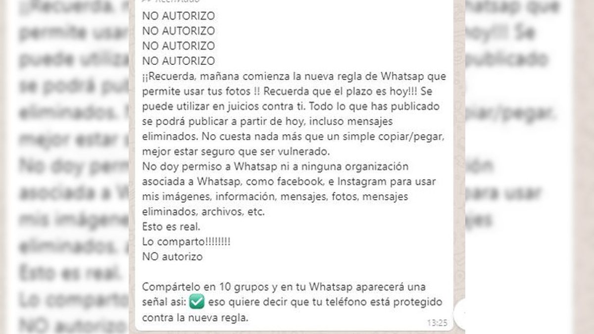 La cadena que promete bloquear las nuevas reglas de WhatsApp