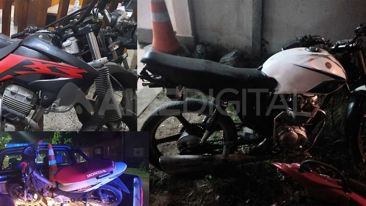 Tres de las cuatro motos incautadas entre la noche del lunes y la madrugada del martes.