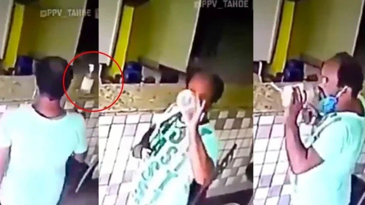 Un hombre no soporta la ley seca y se toma un trago de alcohol en gel