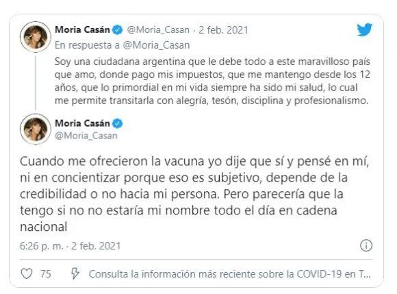 Moria Casán tuit