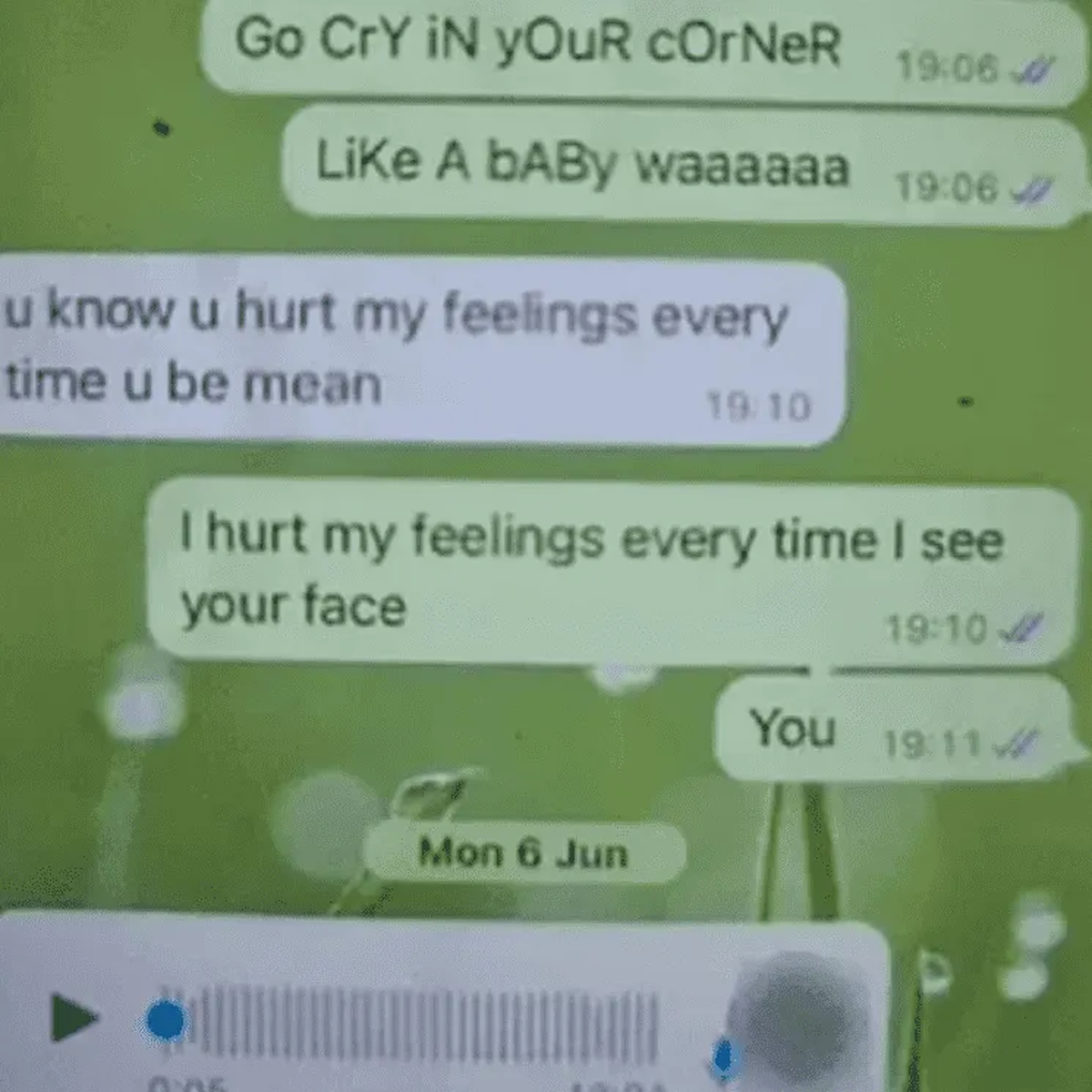 Los crueles mensajes que el niño le mandaba a su compañera. 