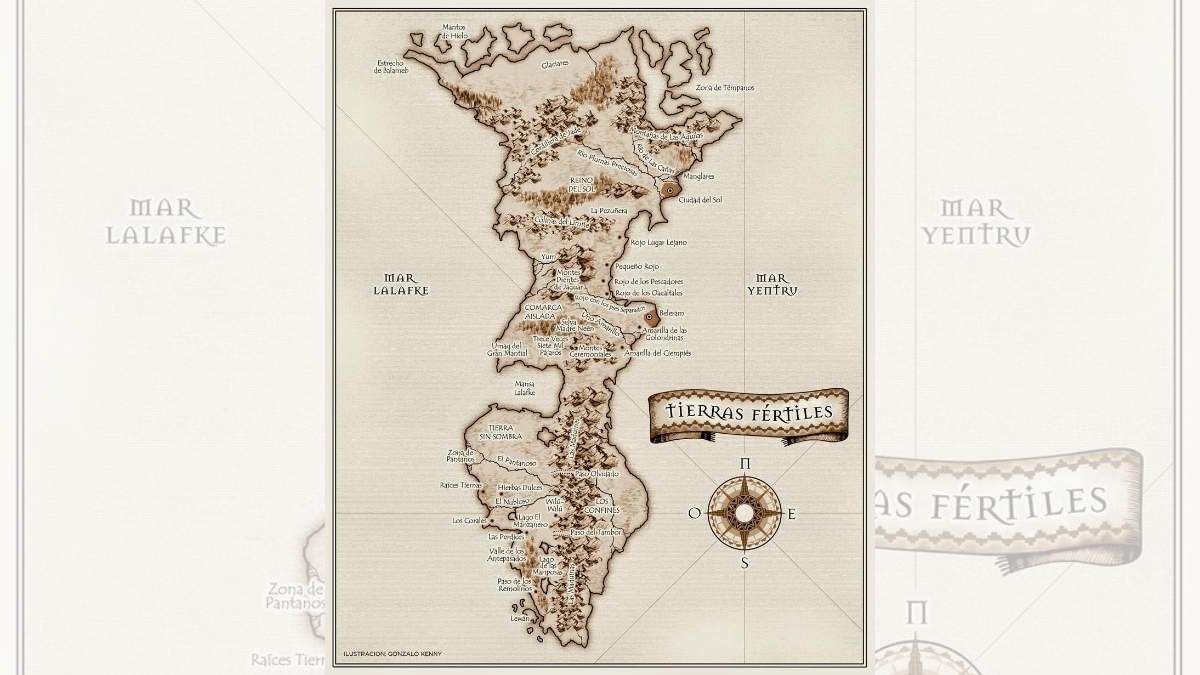 El mapa de “Las Tierras Fértiles”, tal y como aparece al comienzo de Los Días del Venado. El mapa de “Las Tierras Fértiles”, tal y como aparece al comienzo de Los Días del Venado.