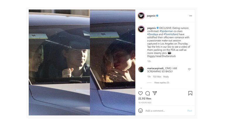 Salieron a la luz una serie de videos y fotografías de Tom Holland y Zendaya besándose.