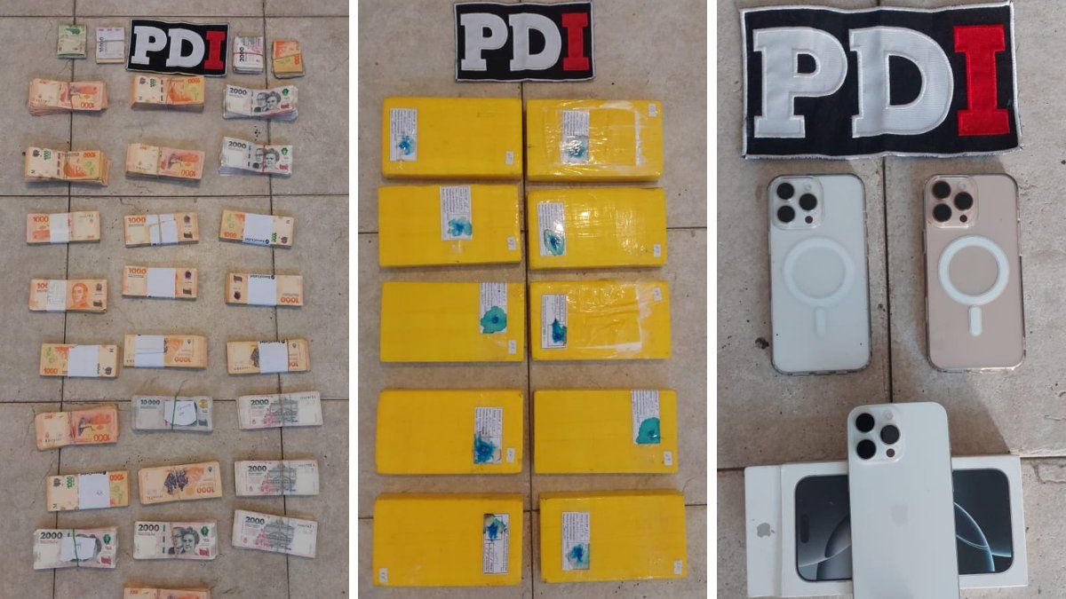 La policía secuestró una importante cantidad de dinero en efectivo, teléfonos celulares y cocaína