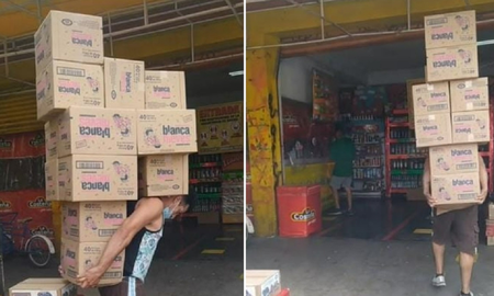 Video viral: hombre sorprende por su fuerza y su forma de cargar cajas. Video viral: hombre sorprende por su fuerza y su forma de cargar cajas.