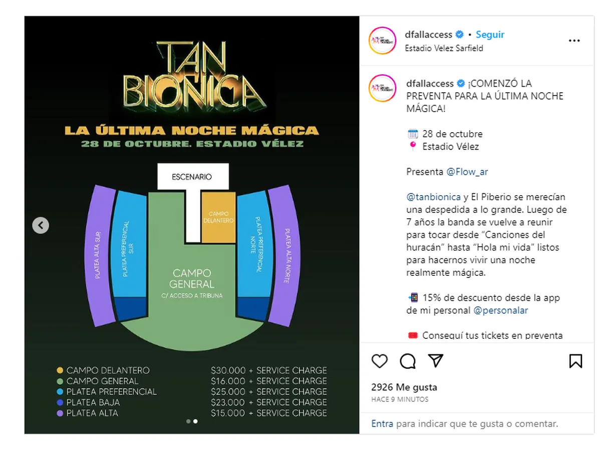 Se conocieron los precios de las entradas para el último show de Tan Biónica.