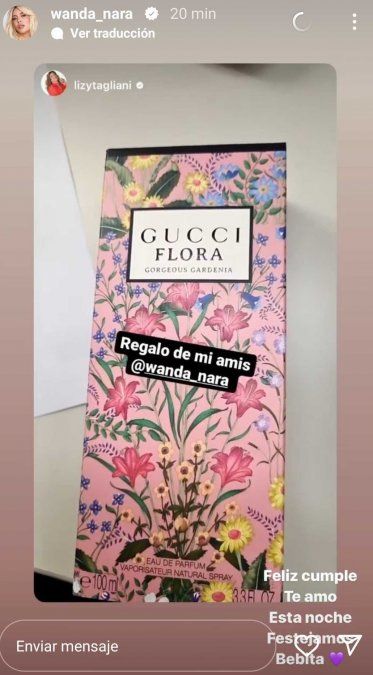 Wanda Nara le regaló un espectacular perfume a Lizy Tagliani.