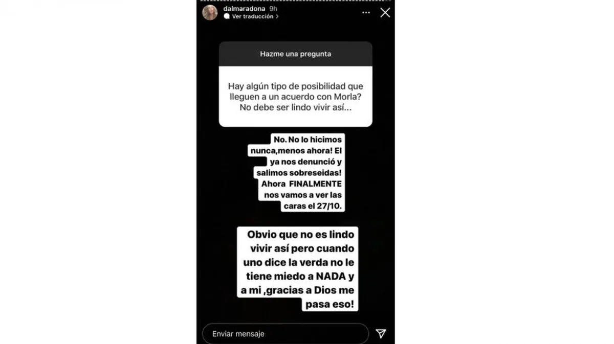 Dalma Maradona habló del supuesto pacto con Morla. 