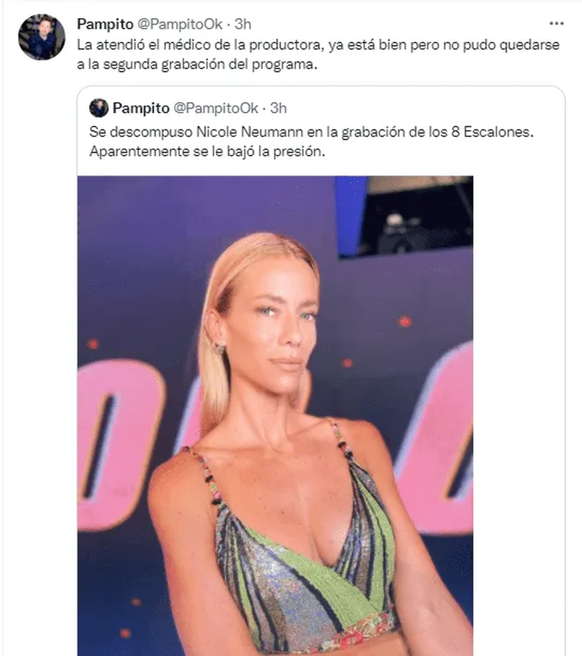 Nicole Neumann se descompens&oacute;.