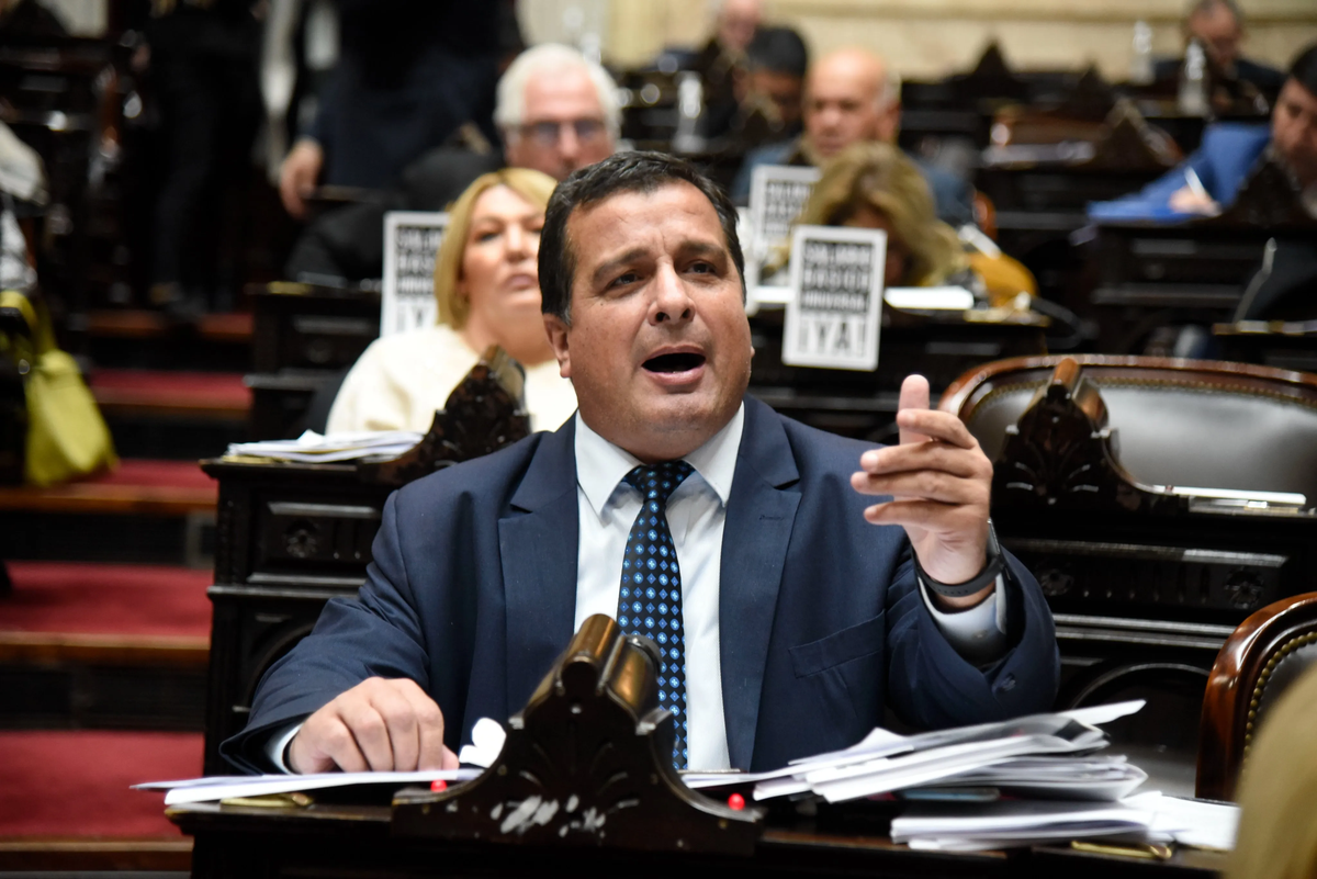 Marcelo Casaretto, diputado del Frente de Todos, se puso a mirar un partido de básquet en plena sesión.