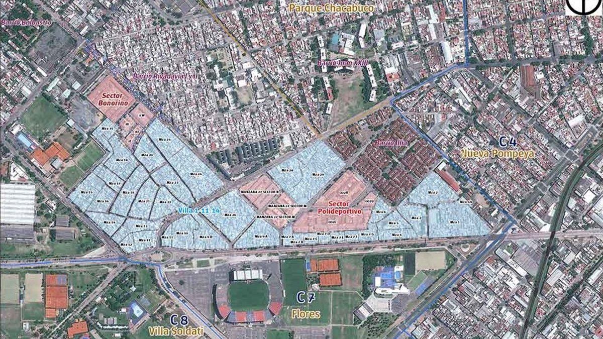 El Sector de los peruanos supo comprender inicialmente las manzanas 13, 14, 15, 16, 17, 18, 19, 20, 21, 22, 23 y 24 del barrio 1-11-14, abarcando un total de siete hectáreas.