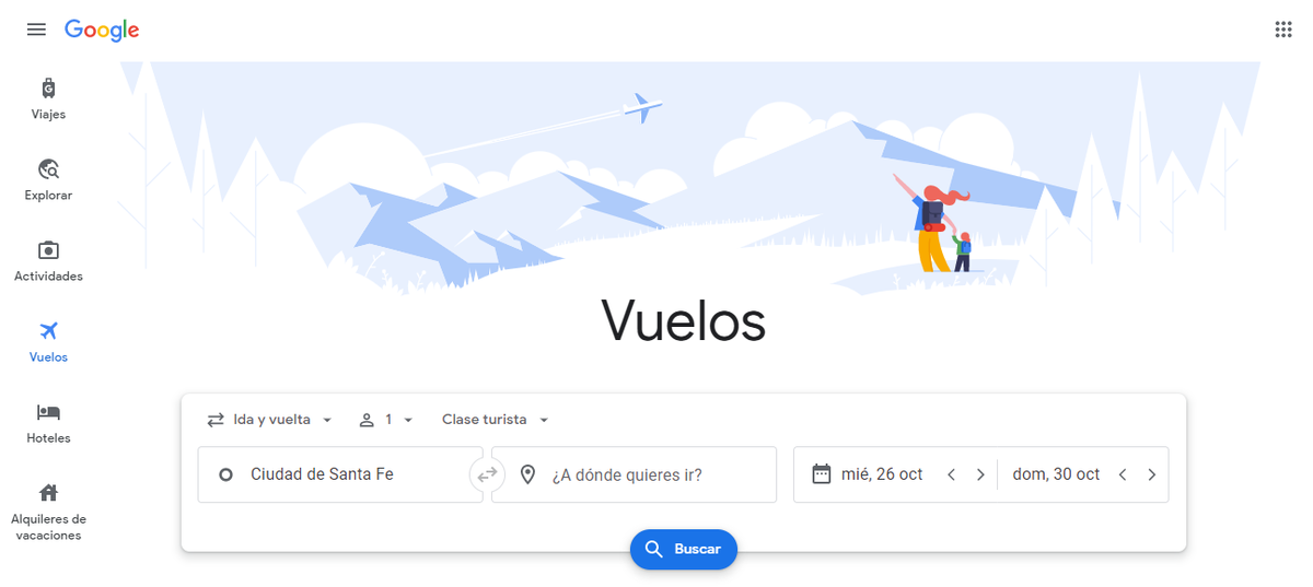 Google Flights es una herramienta especializada en buscar vuelos a todos los lugares del mundo y centralizar los precios de los pasajes.