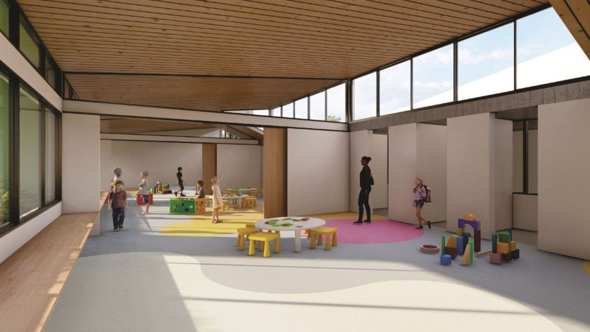 Los jardines pospandemia proyectados por la Provincia contarán con cuatro aulas interconectadas con baños privados, pensadas para salas de 3, 4 y 5 años.