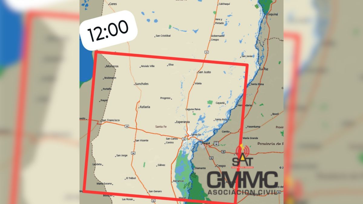 El mapa de alerta del CMMIC muestra el avance de las tormentas sobre el centro de Santa Fe para lo que resta de la jornada. El mapa de alerta del CMMIC muestra el avance de las tormentas sobre el centro de Santa Fe para lo que resta de la jornada.