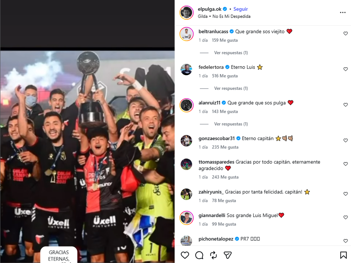 El posteo del Pulga Rodr&iacute;guez tras irse de Col&oacute;n.