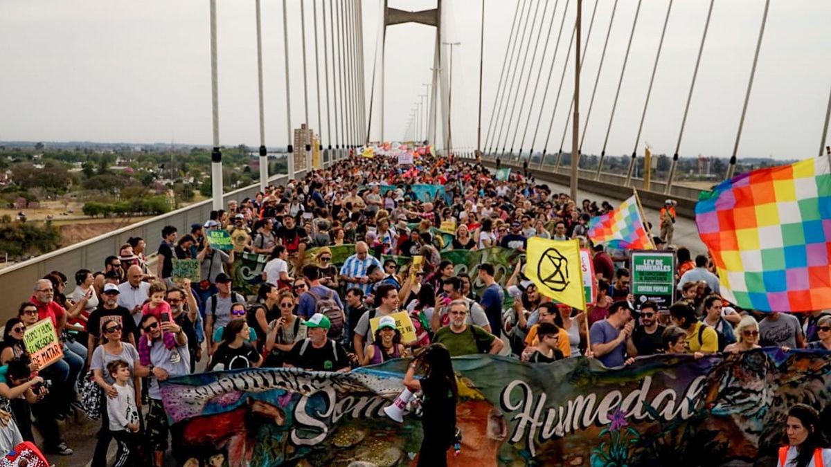 El sábado se realizó una marcha multitudinaria sobre el puente Rosario-Victoria en reclamo del cese de las quemas intencionales.