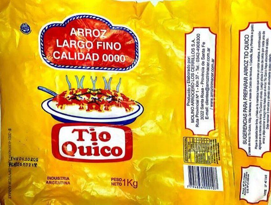 El arroz está "falsamente rotulado", indicó la Anmat.