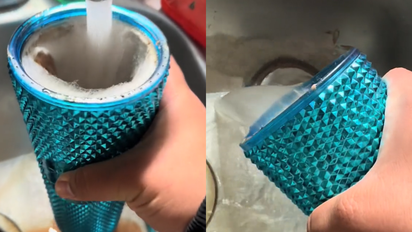 Insólito video: le prestó su vaso térmico a una amiga y encontró algo asqueroso adentro cuando se lo devolvió